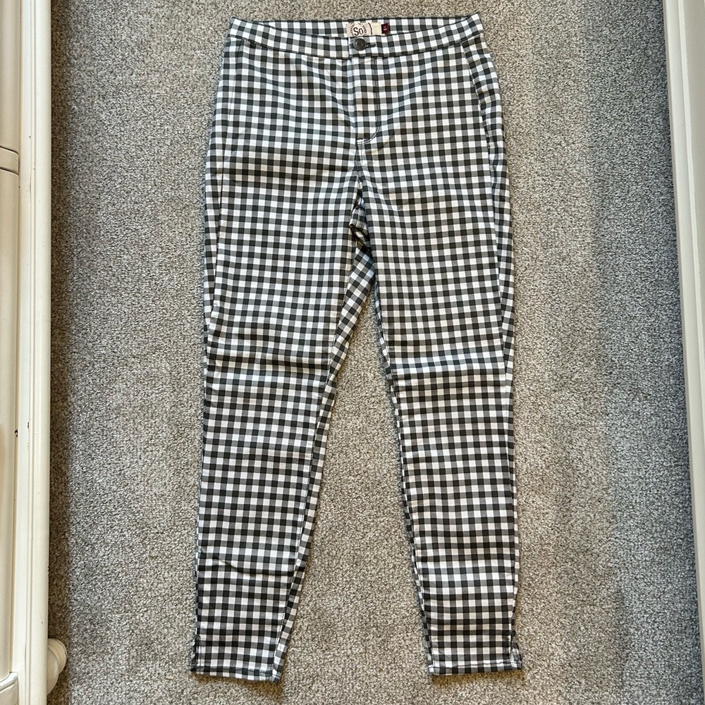 Grey and White SO Gingham Skinny Ankle Pants
